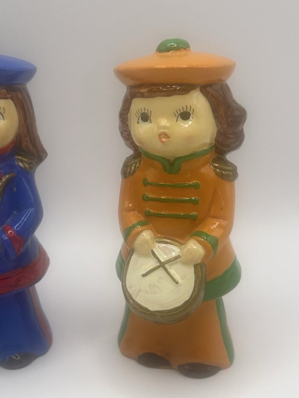 3 Mid Century Paper Mache Plaster Band Figurines Marching Christmas Japan Vntg - Picture 4 of 16